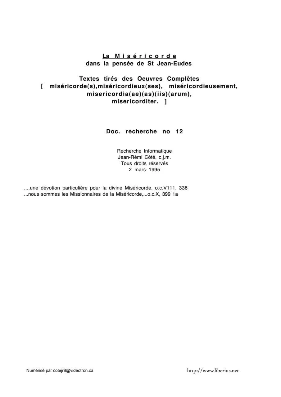 Cover: La miséricorde dans la pensée de saint Jean Eudes (Anthologie)