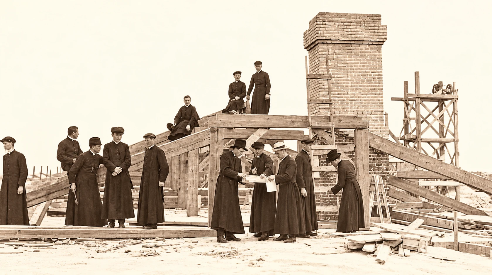 Le collège en construction en 1917