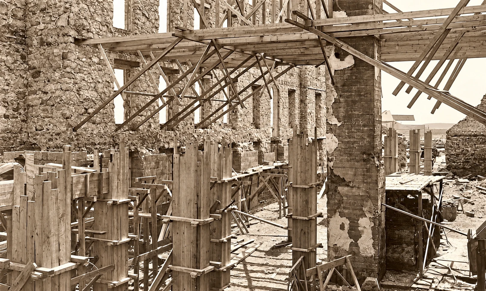 Le deuxième collège en contruction en 1917