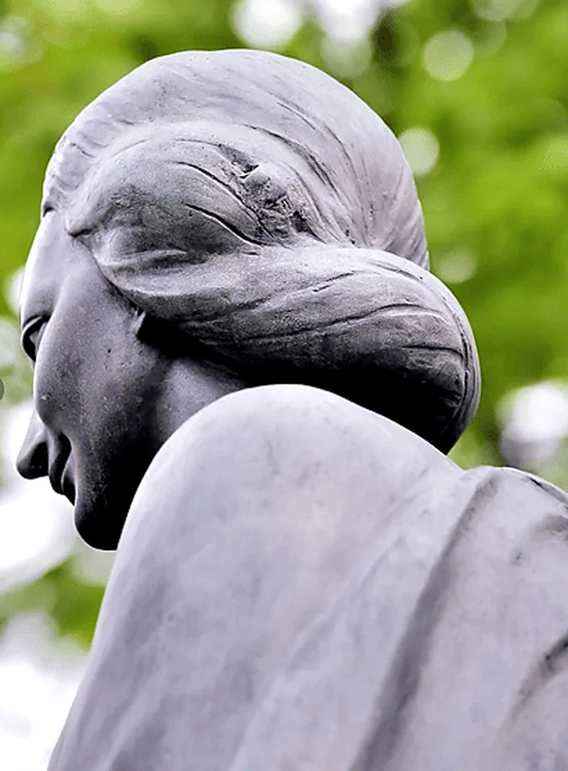 Tête de la Vierge vue de profil arrière
