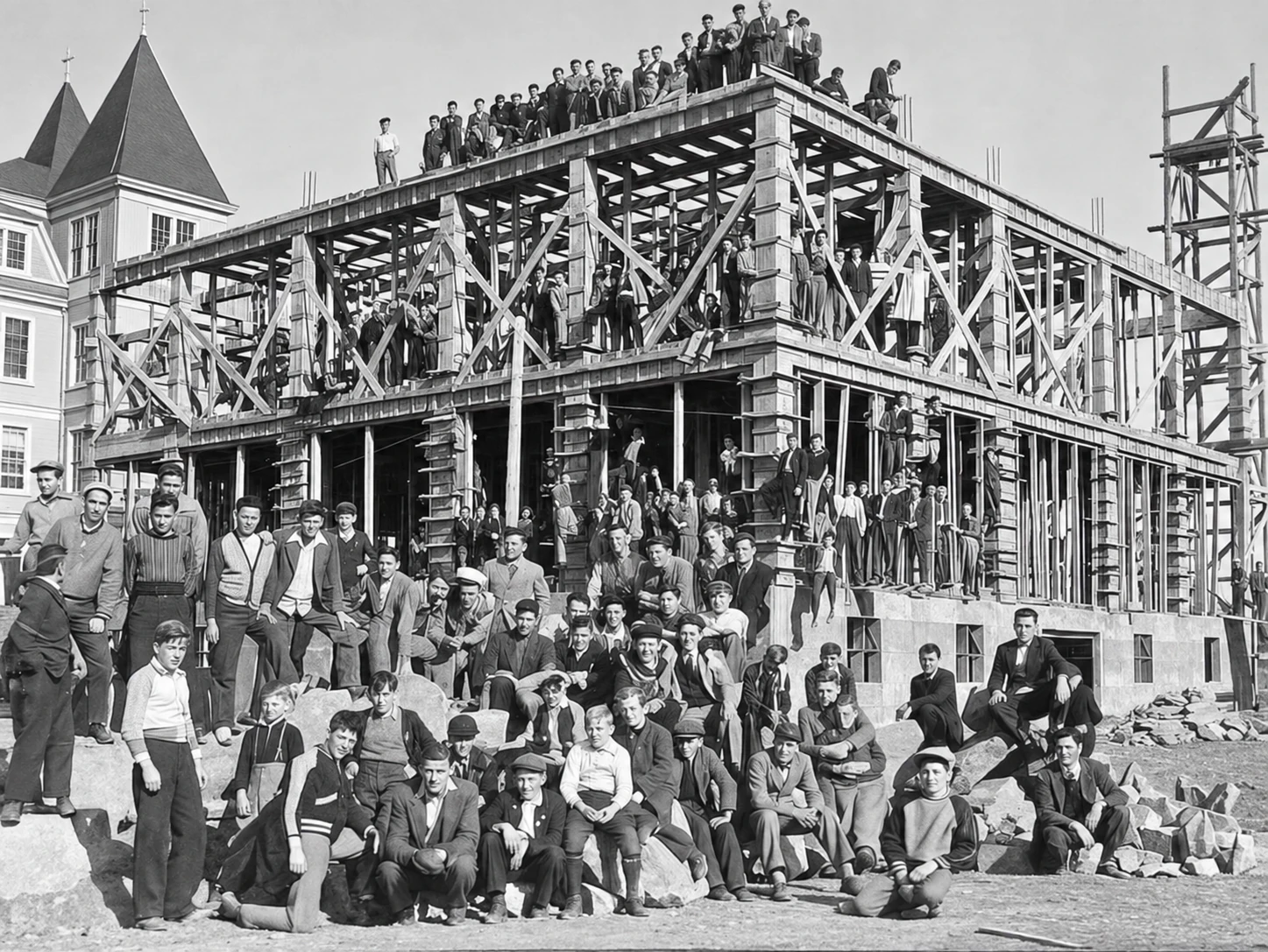 Aile Haché en construction en 1947